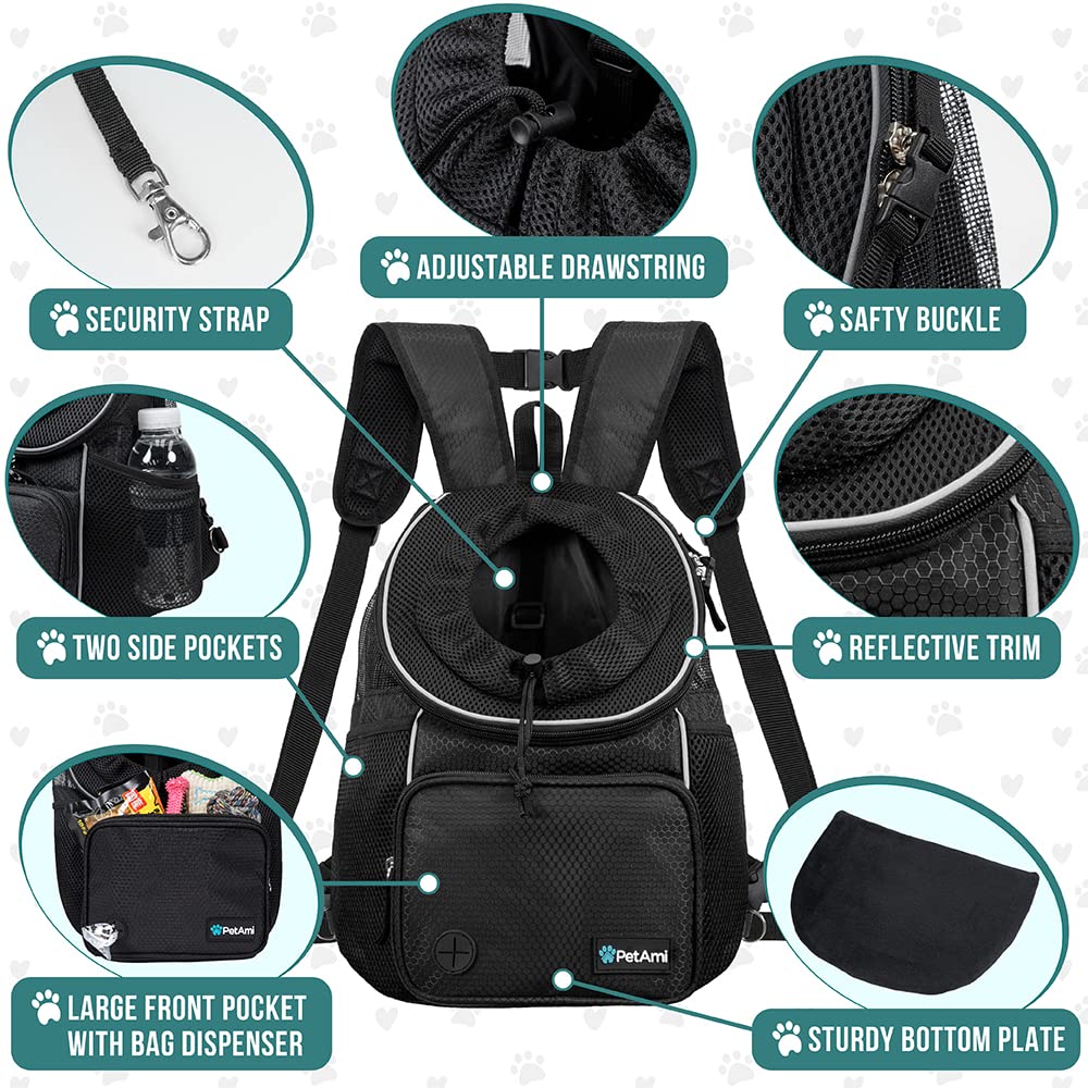 PetAmi Dog Front Carrier Backpack, Adjustable Dog Pet Cat Chest Bag