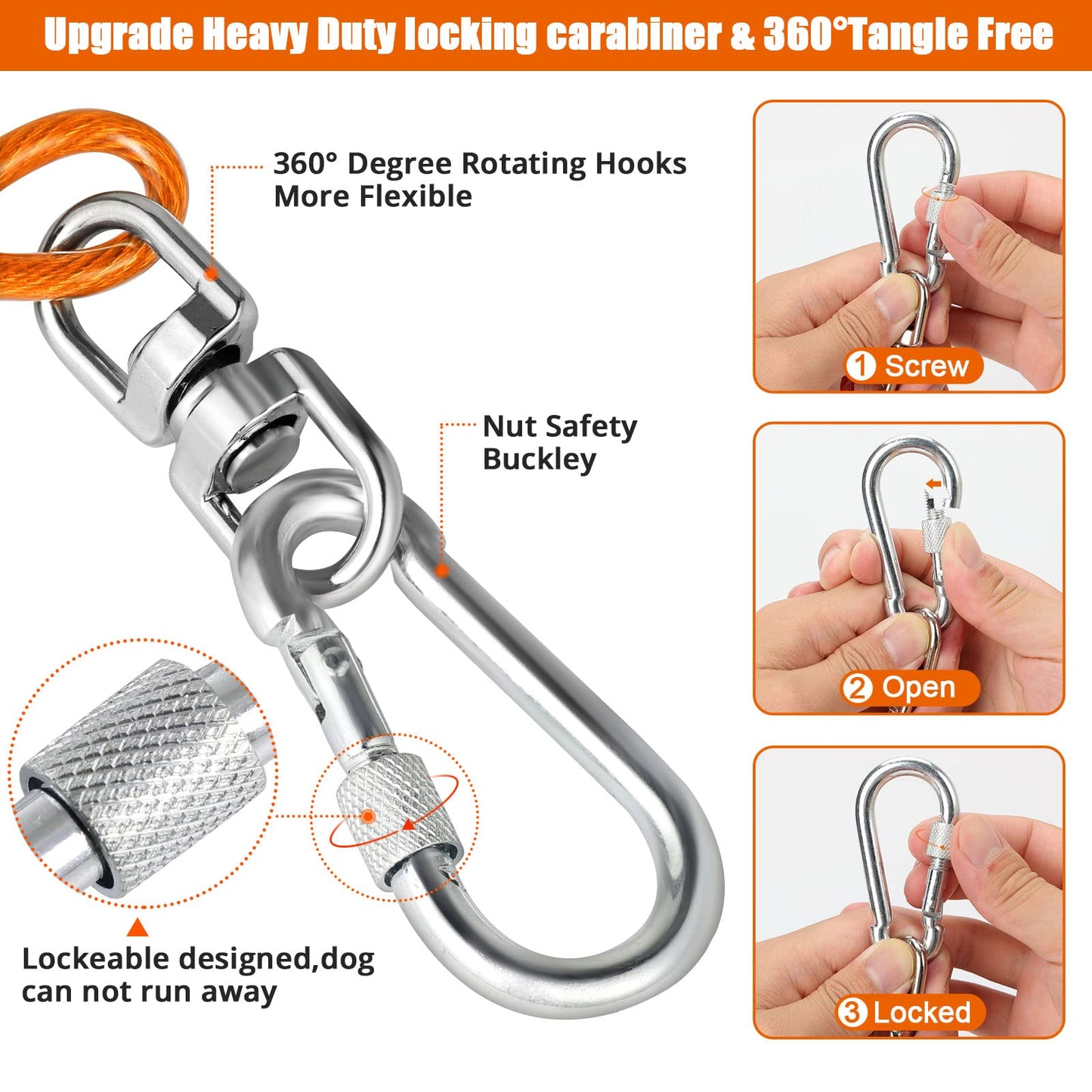 jenico Dog Tie Out Cable Dog Lead for Yard Heavy Duty Dog Chain Lead