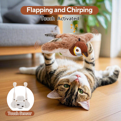 AUSCAT Flappy Bird Cat Toy, Simulated Chirping Bird Cat Toy Catnip
