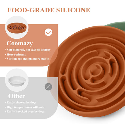 Coomazy Slow Feeder Dog Bowls, Silicone Dog Bowl with Suction Bowl