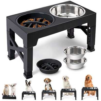 Heeyoo Elevated Dog Bowls 5 Adjustable Heights Stand, 2 Feeder