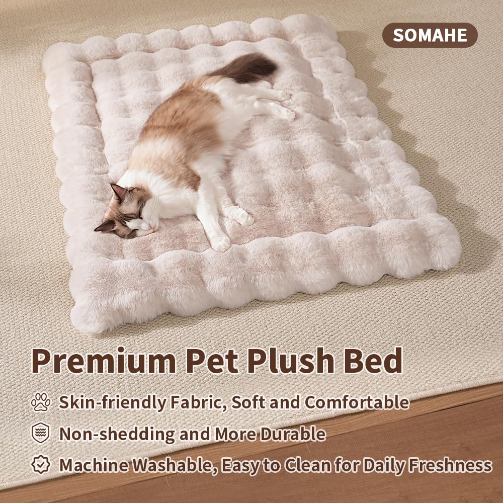 SOMAHE Cat Bed Mat, Soft Plush Faux Fur Kneading Pet Bed, Machine Bed