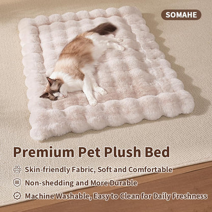 SOMAHE Cat Bed Mat, Soft Plush Faux Fur Kneading Pet Bed, Machine Bed