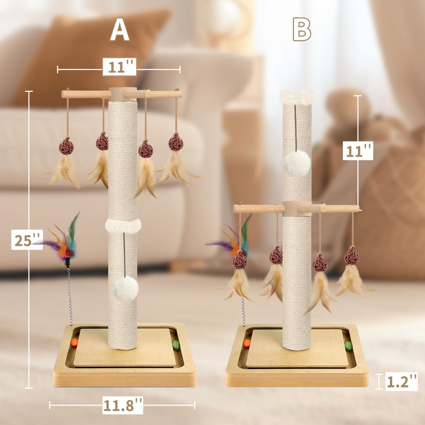 Cat Scratching Post, Sisal, Scratcher Tree Tower for Indoor Tower