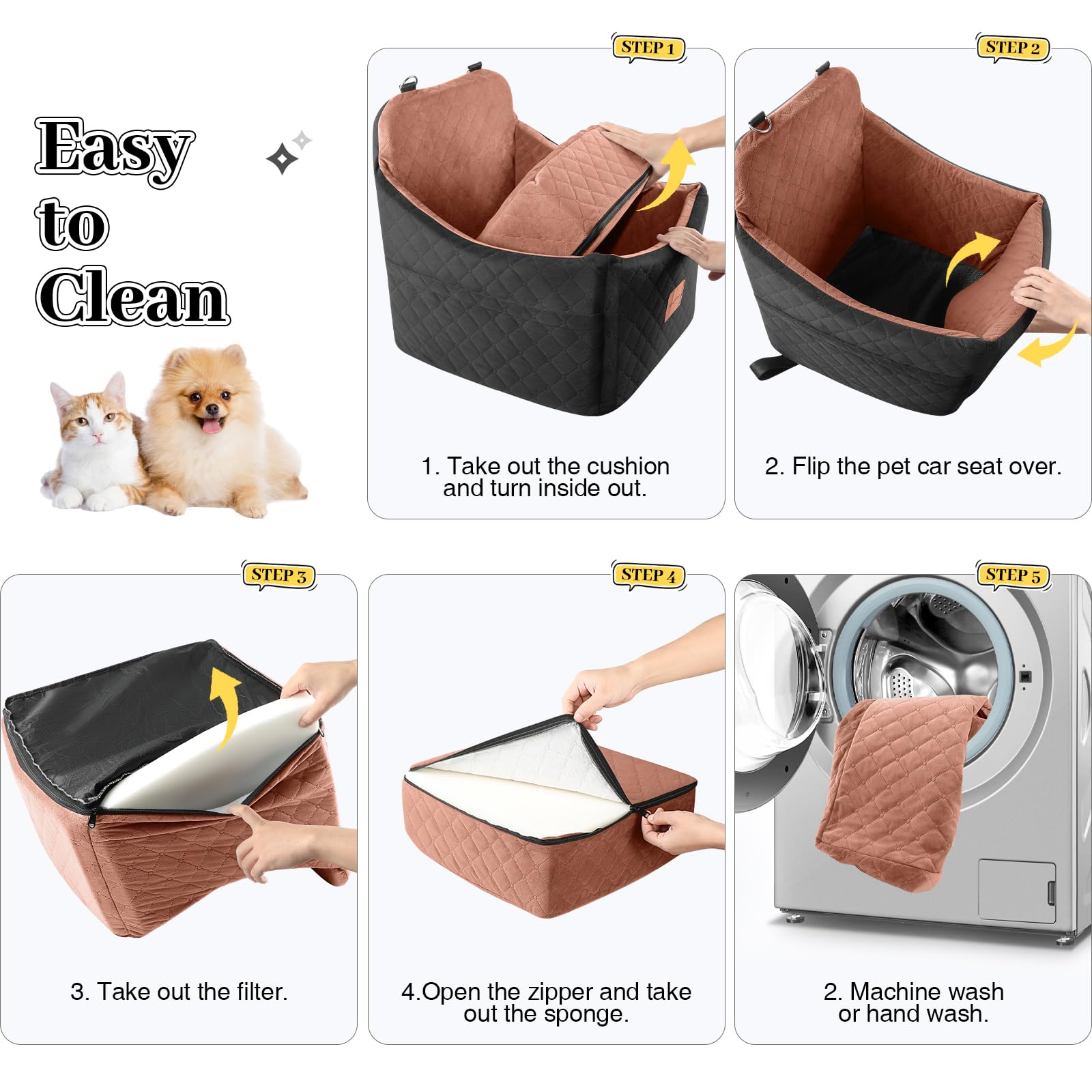 INDYBUD Dog Car Seat for Small/Medium Dogs, Memory Foam Dog Seat