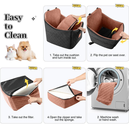 INDYBUD Dog Car Seat for Small/Medium Dogs, Memory Foam Dog Seat