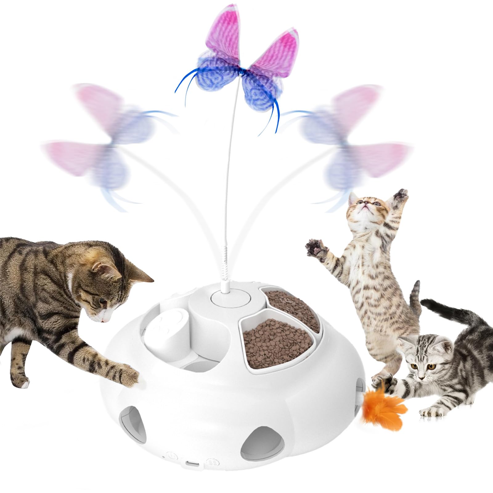 Crazydeer Interactive Cat Toys for Indoor Cats, 4in1 Pet Teaser Toy