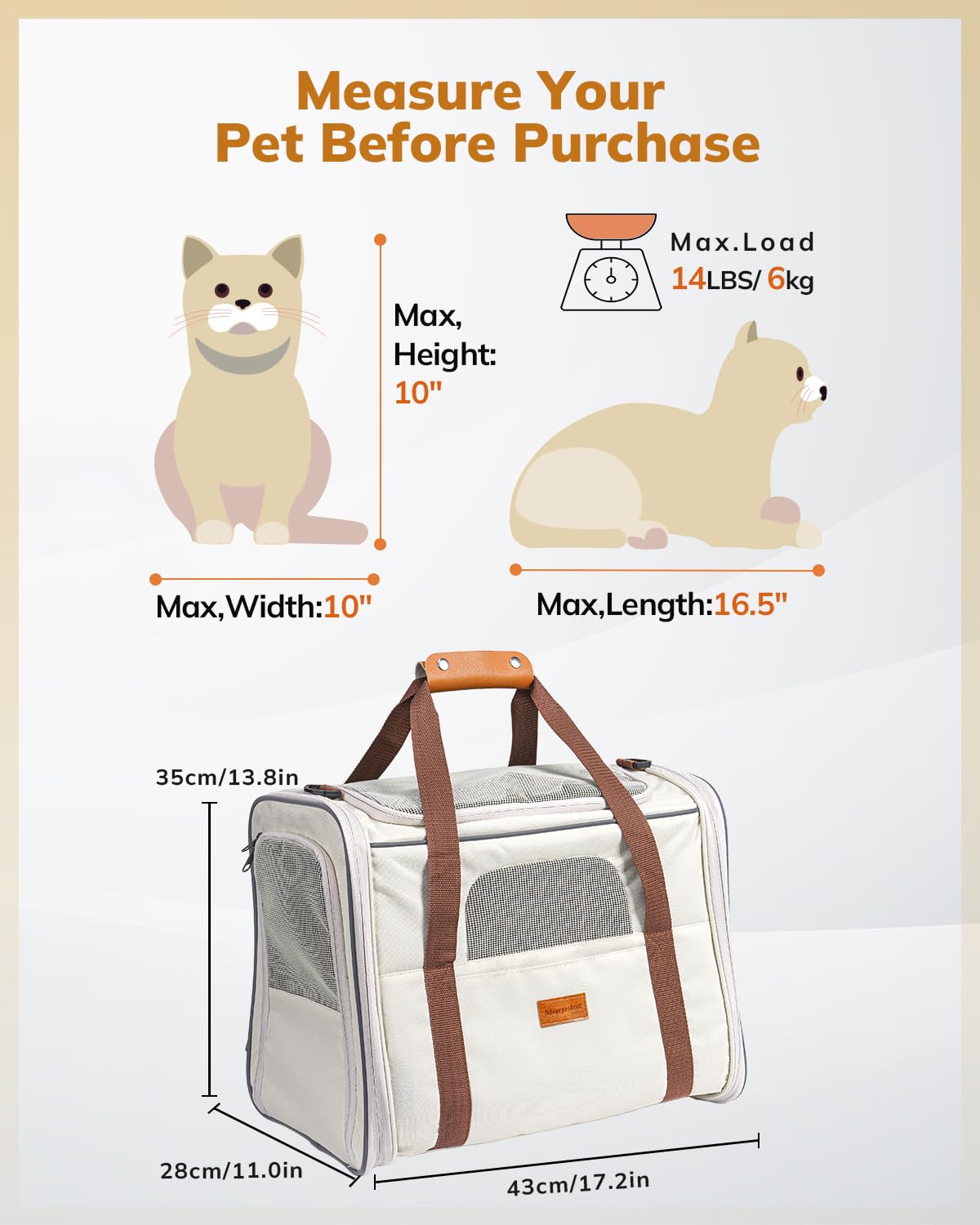 Morpilot Cat Carrier Cat Carrier Soft for Small or Medium Carriers