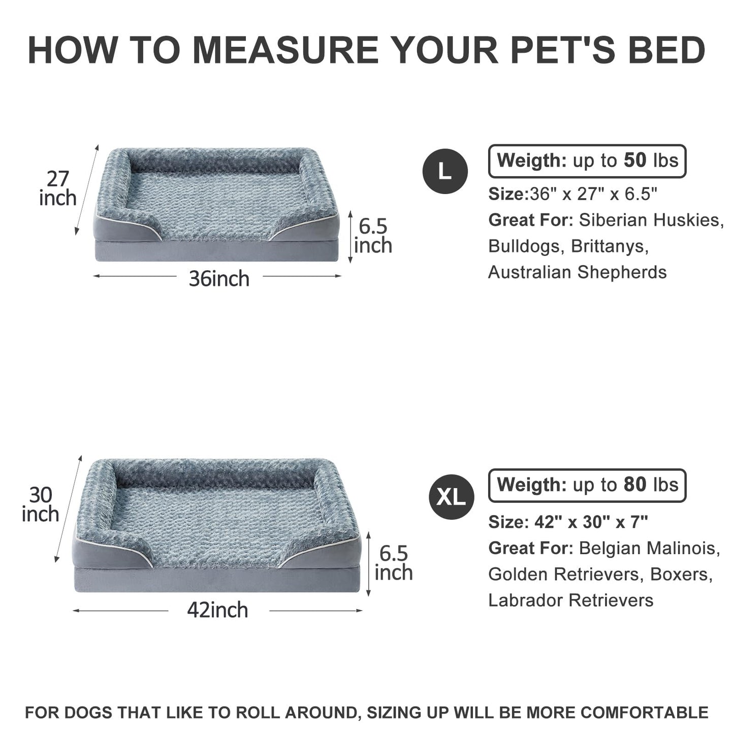 WNPETHOME Dog Beds for Large Sized Dogs, Washable Orthopedic Dog Couch