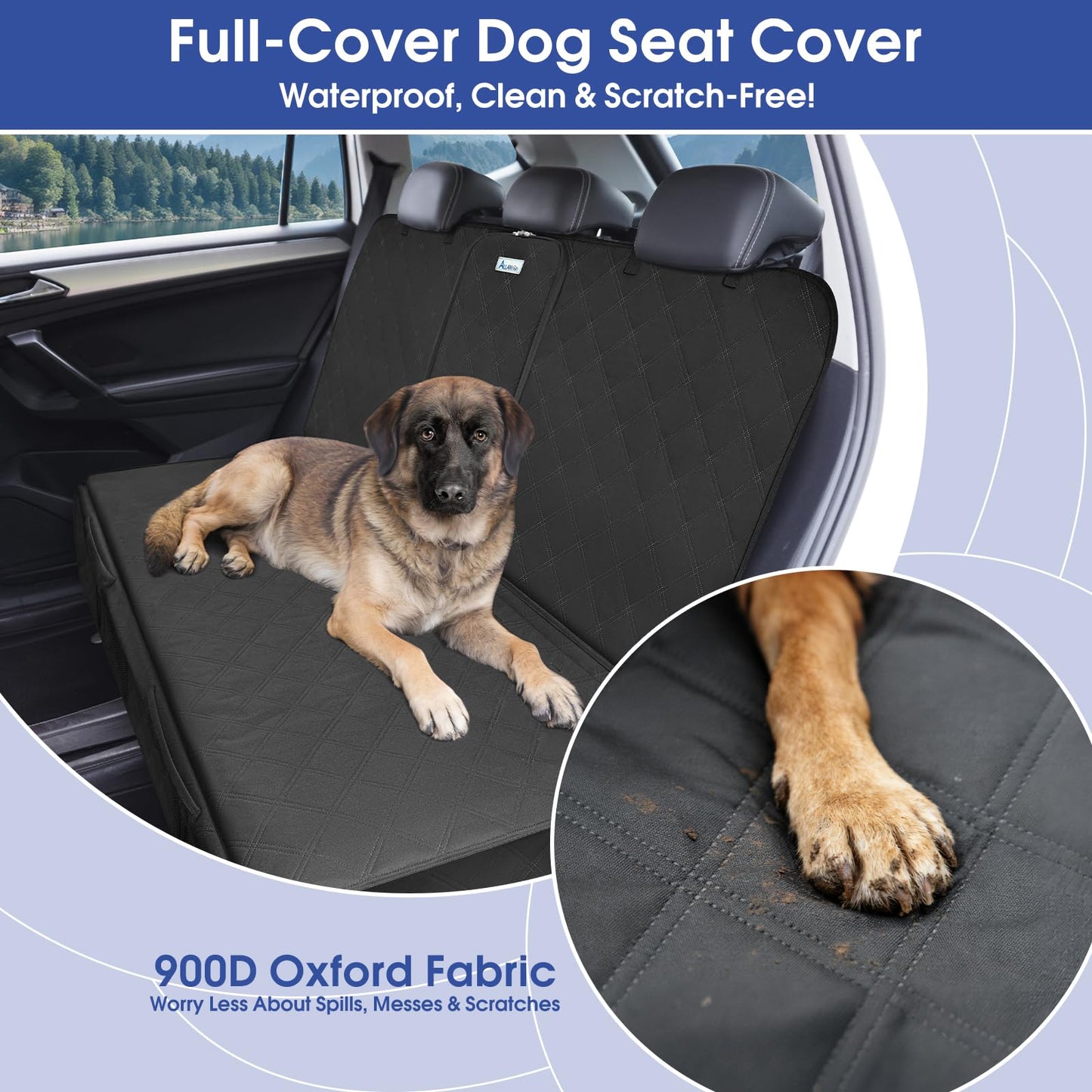 ALLANSING Upgraded 900D Heavy Duty Dog Back Bench Seat Cover, Car Seat
