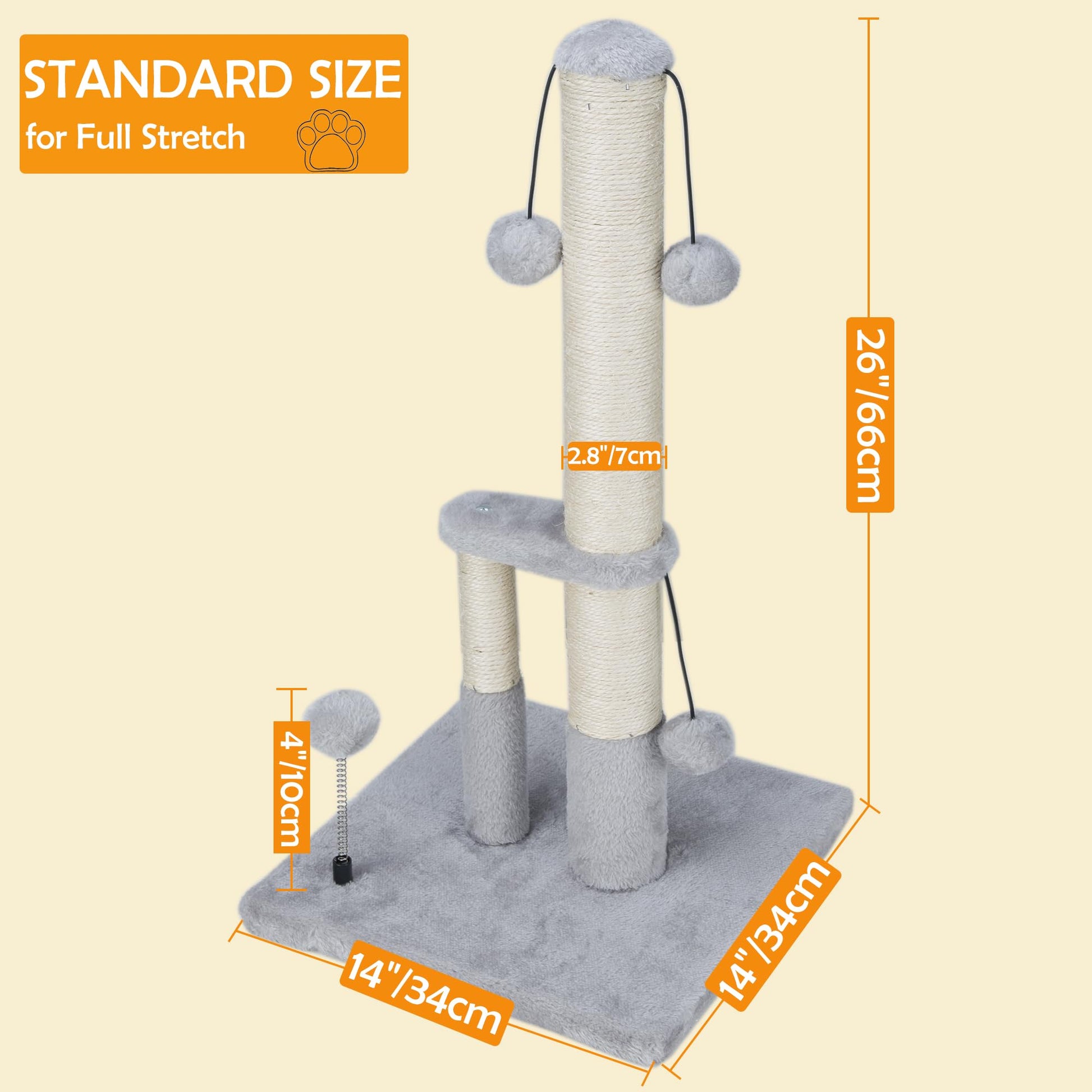 Dimaka Tall Cat Scratching Post, Double Lower Posts Extra Stable Posts