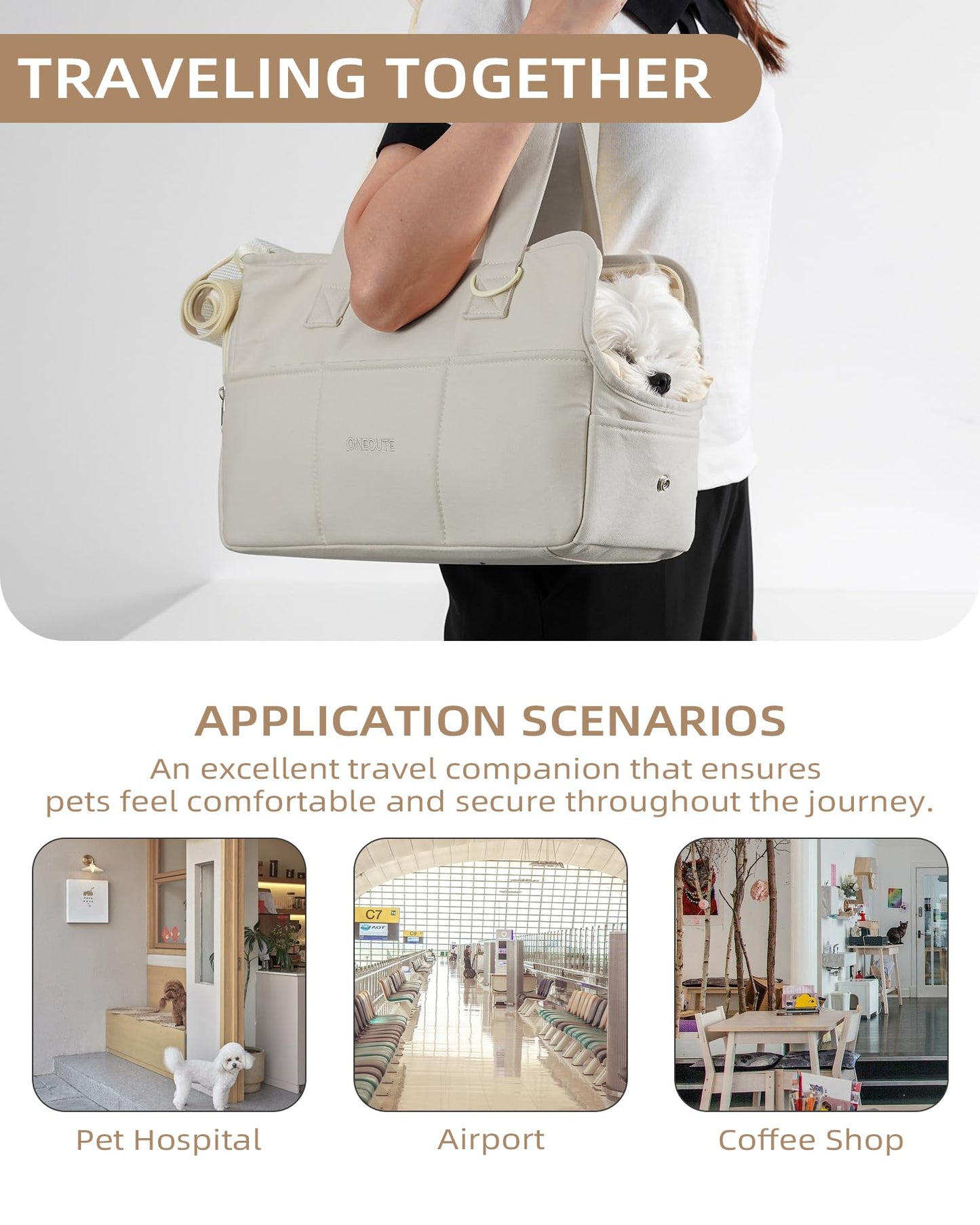 ONECUTE Dog Carrier for Small Dogs Rabbit cat with Large Pockets Bag