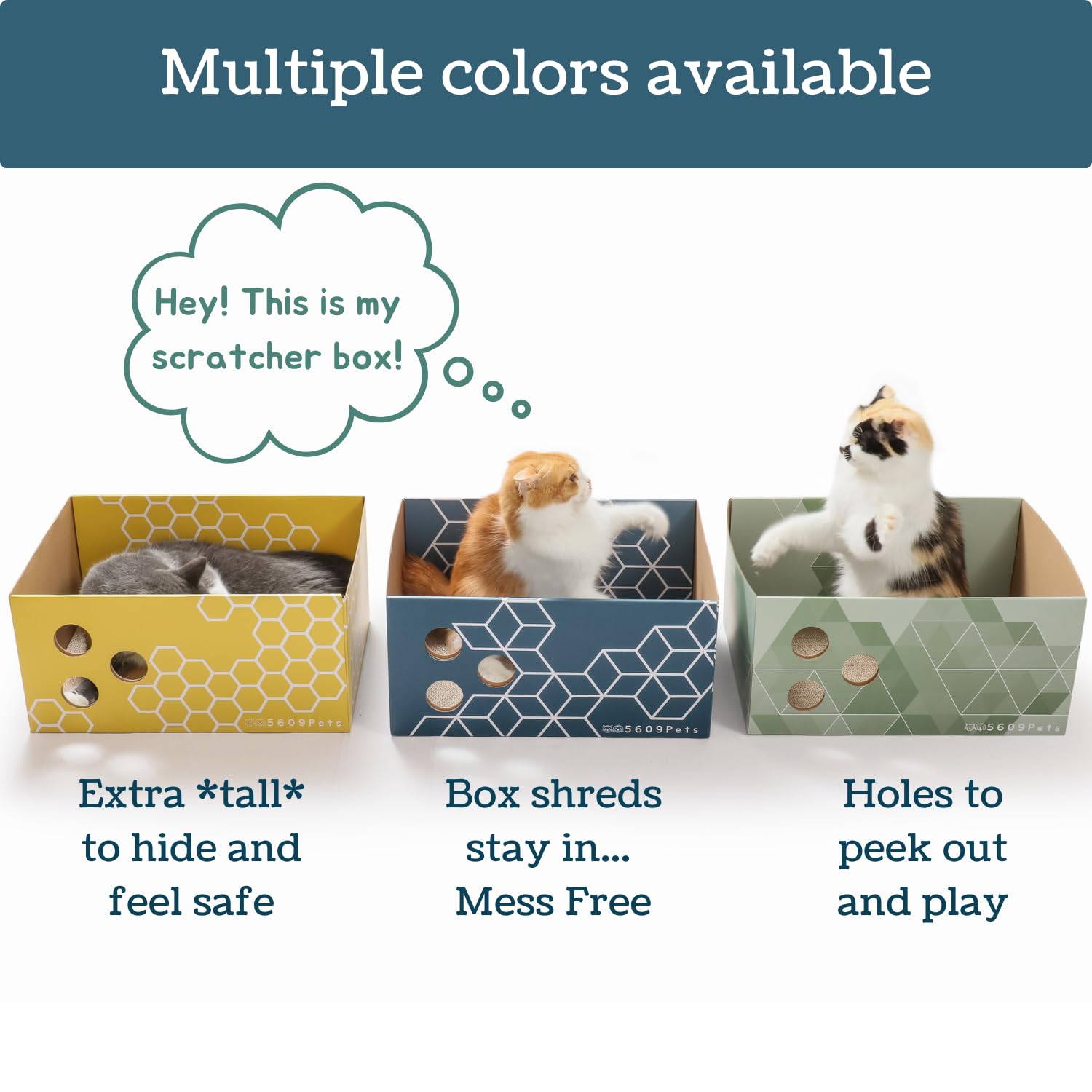 5609PETS Cat Scratching Box with 3 Refillable Double-Sided Pads