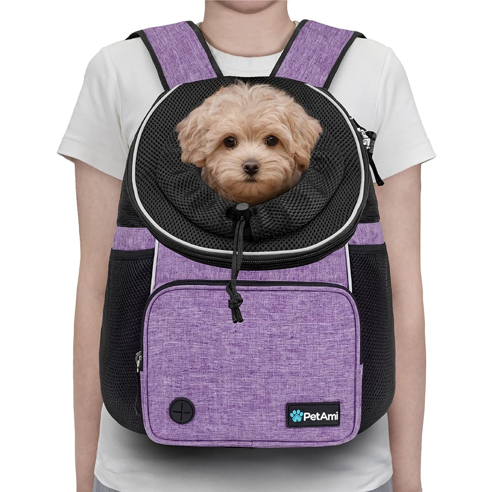 PetAmi Adjustable Cat Dog Chest Carrier Backpack, Ventilated Carrier