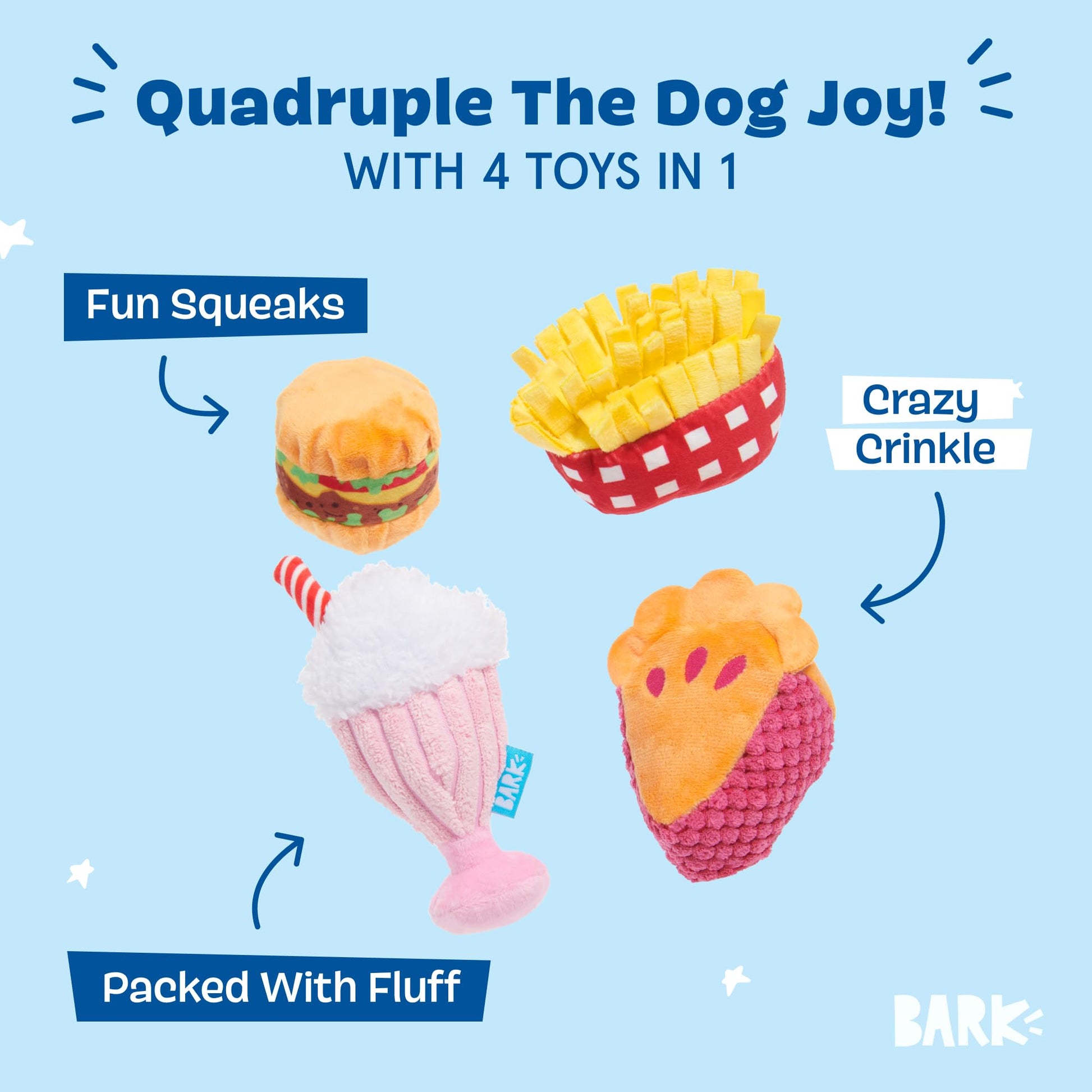 Barkbox Dine Dash Dog Toy Bundle Squeaky Dog Toys Plush Dog Toys Plush