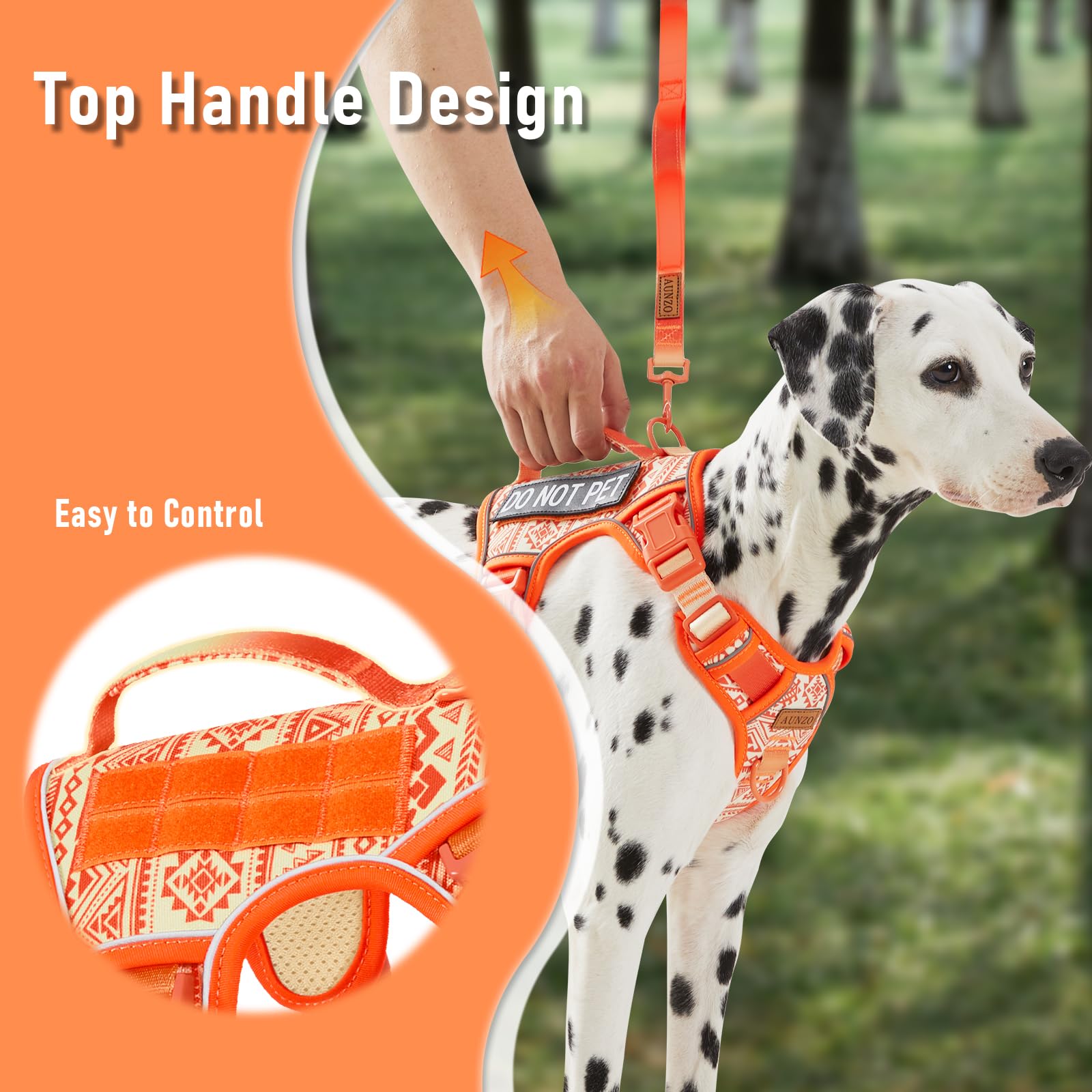 AUNZO Tactical Dog Vest Harness No Pull Easy Walker Pet Harness