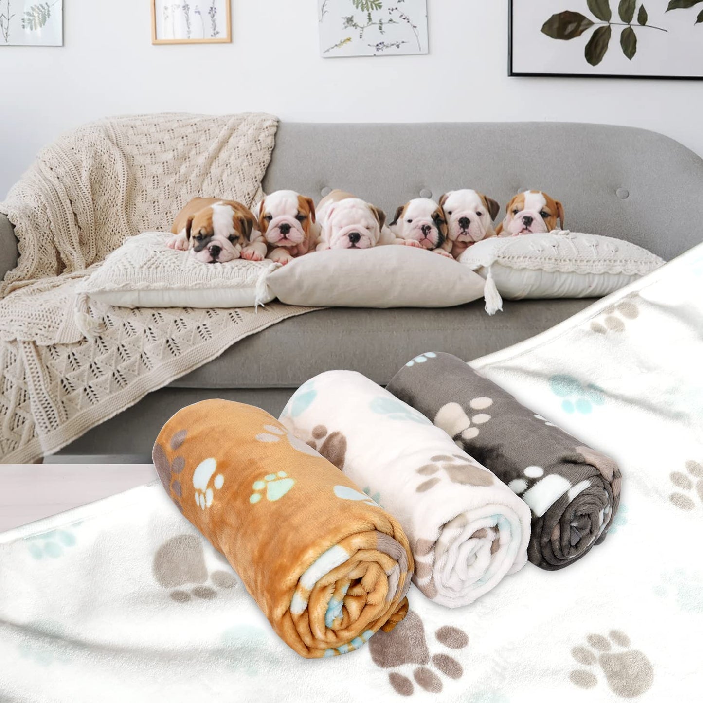 Rezutan Upgraded Dog Blankets for Medium Dogs, 3 Pack Dog Cat Crate