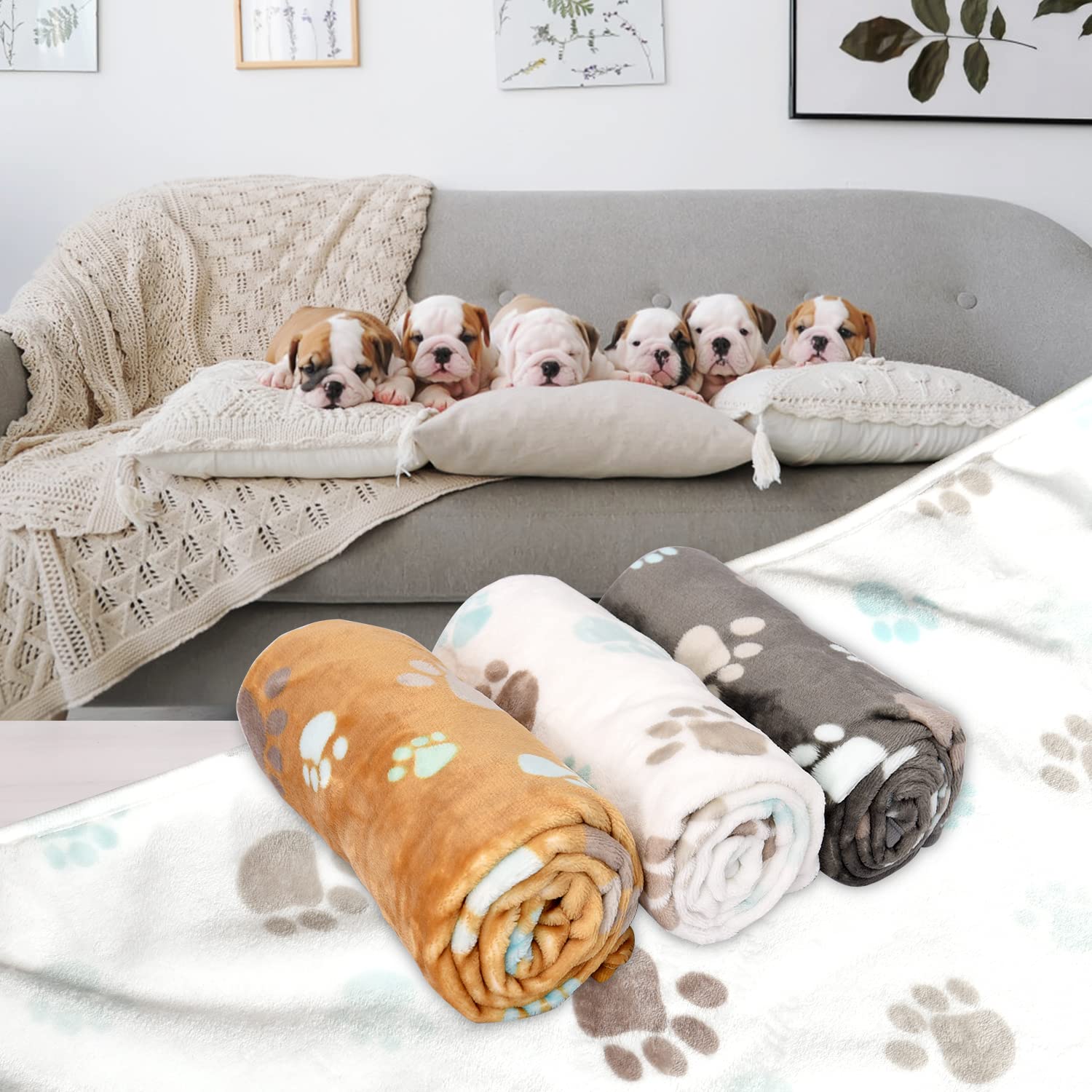 Rezutan Upgraded Dog Blankets for Medium Dogs, 3 Pack Dog Cat Crate