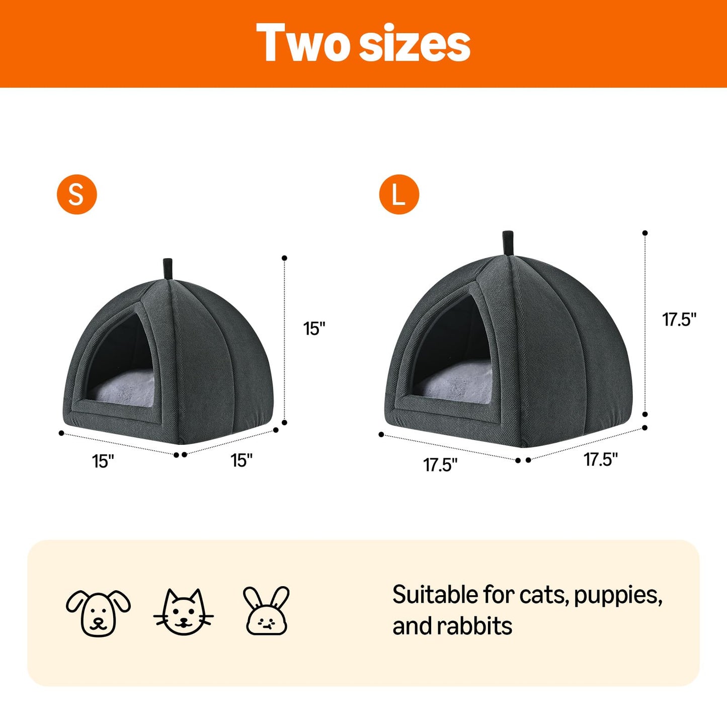 Amazon Basics Cat Cave Bed, 2-in-1 Foldable House for Indoor Bed
