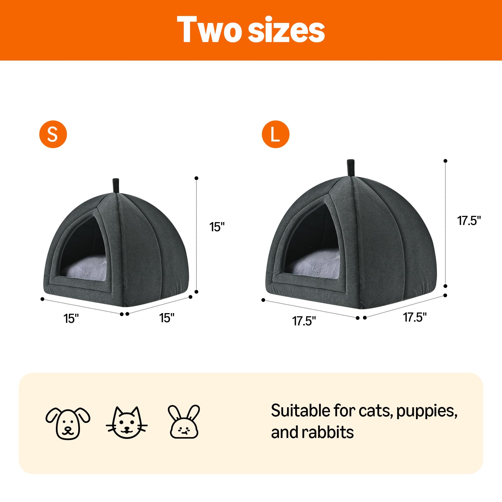 Amazon Basics Cat Cave Bed, 2-in-1 Foldable House for Indoor Bed