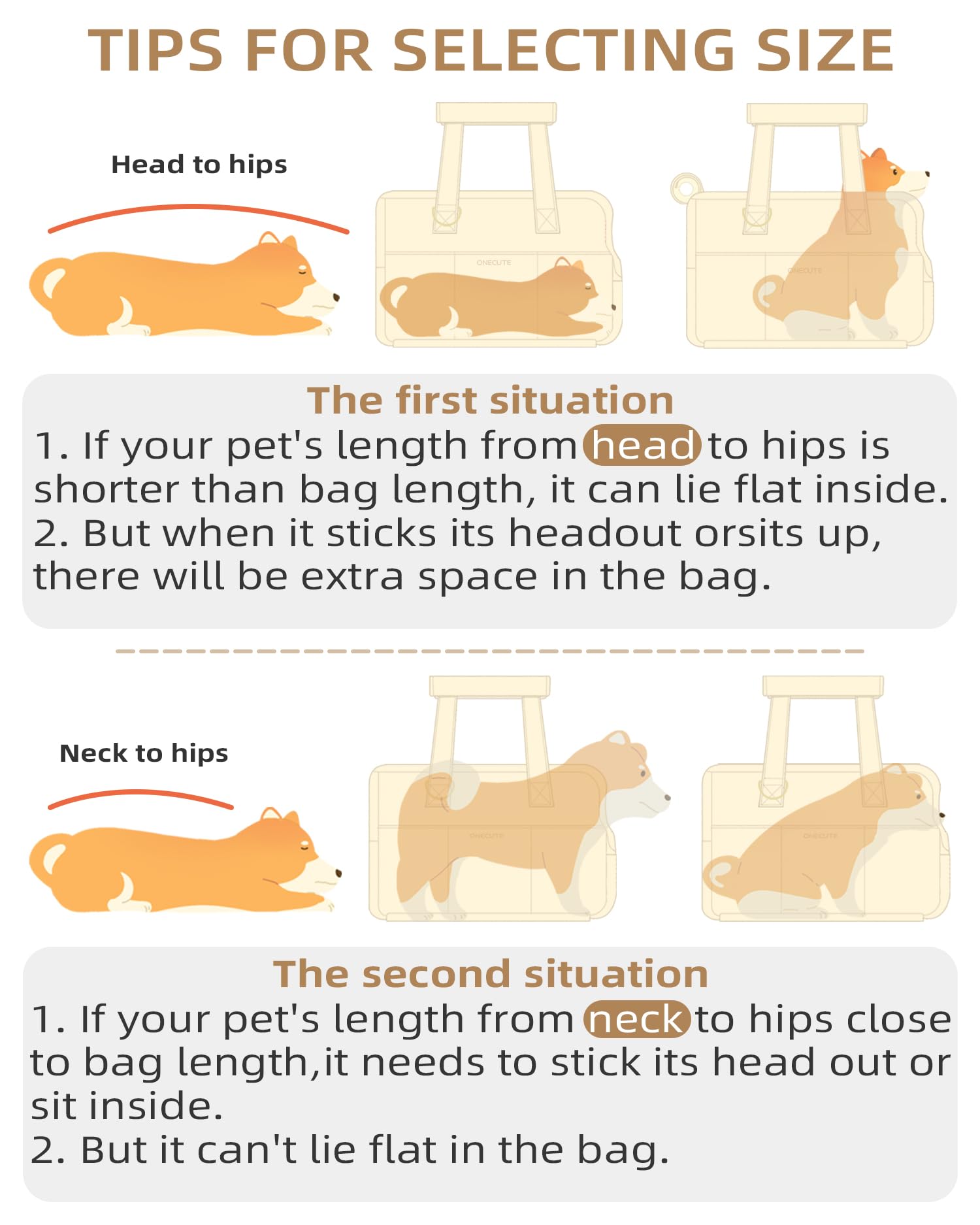 ONECUTE Dog Carrier for Small Dogs Rabbit cat with Large Pockets Bag