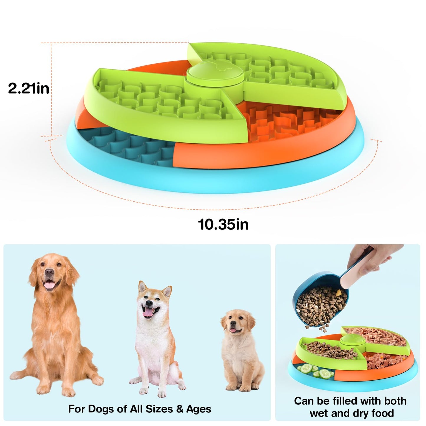 Slow Feeder Dog Bowl 3 Layers, Reduces Boredom and Anxiety, Food Game
