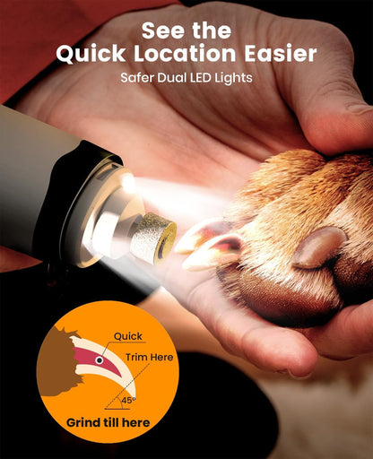 oneisall 1 Quiet Paw Trimmer and Dog Nail Grinder with LED Clipper