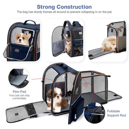 Lekebobor Large Cat Backpack Carrier Expandable Pet Carrier Backpack