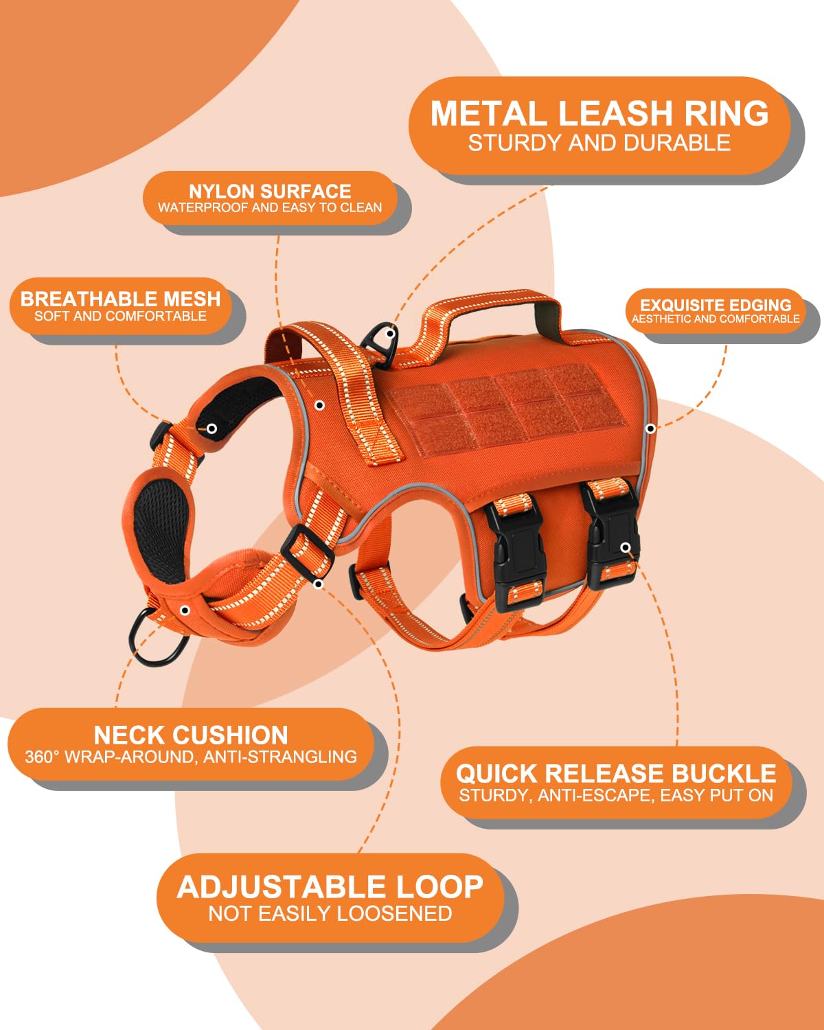 Tactical Dog Harness Medium Sized, Heavy Duty No Pull Dog Harness
