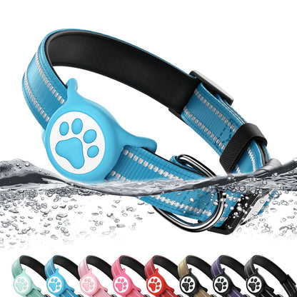 Airtag Dog Collar, Reflective Ultra-Durable Nylon Padded with Collar