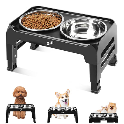 COMESOON Elevated Dog Bowls for Small Medium Dogs, 3 Height Feeder