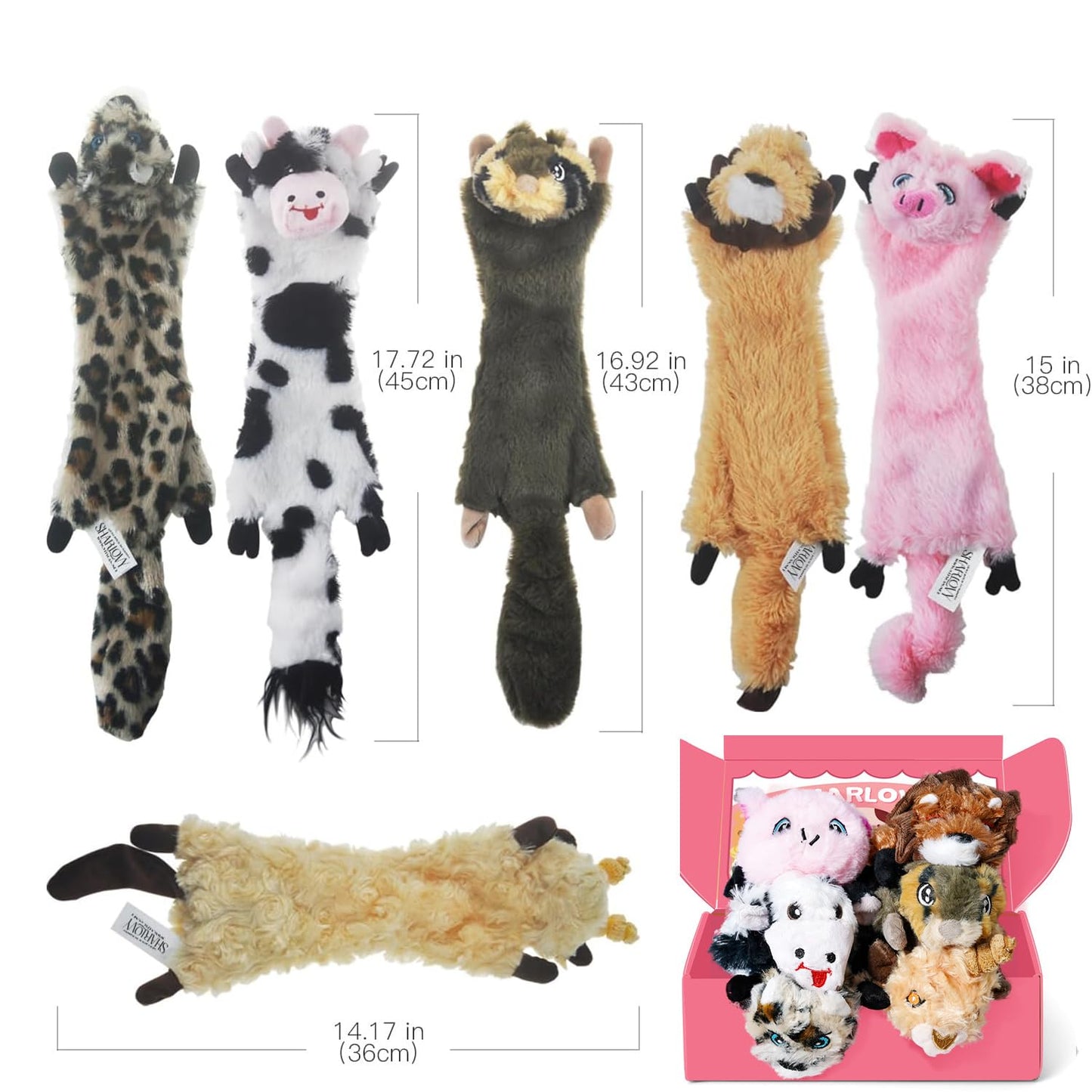 SHARLOVY Dog Squeaky Toy No Stuffing 6 Pack, Dog Toys Crinkle Plush