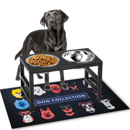 ADENGL Metal Raised Dog Bowl, 10" Tall Elevate Dog Feeder Stand Mat