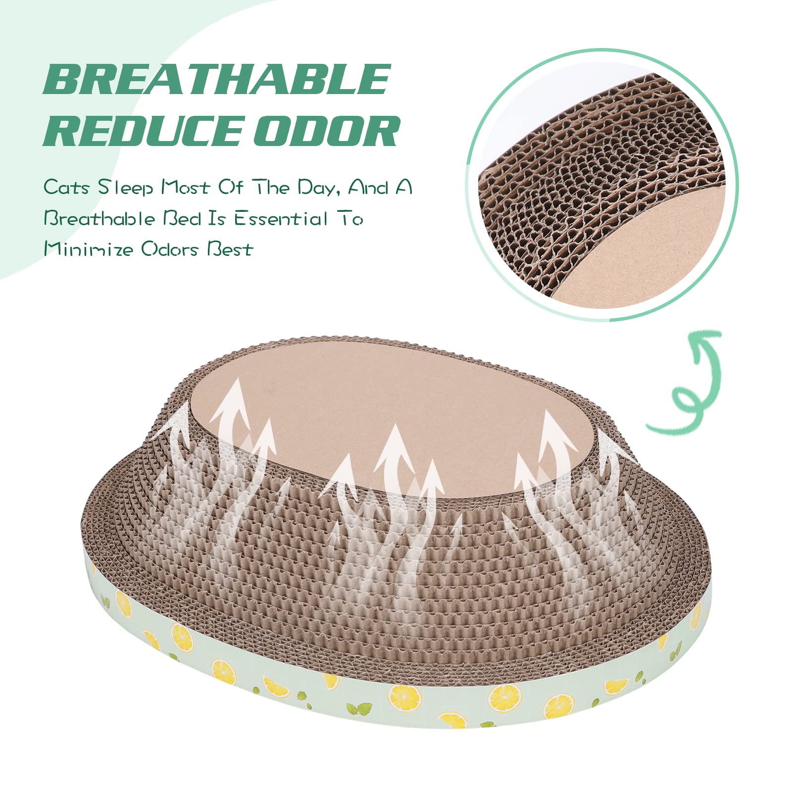 Oval Cat Cardboard Scratcher with Lounger Bed, High-Density Kitty Pad