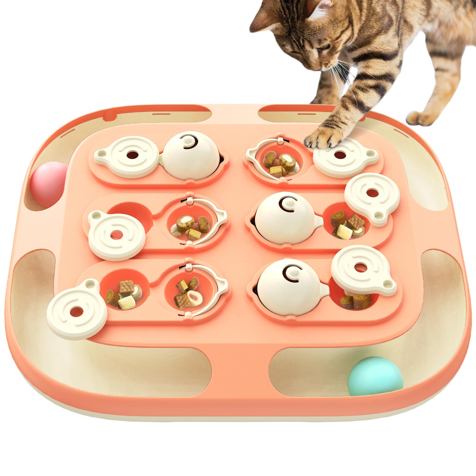 KADTC Cat Puzzle Feeder Toy, Large Size, 2 Ways to Play, 2 Balls