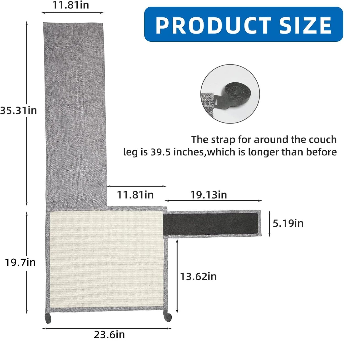 Cat Scratch Couch Protector with Natural Sisal for Protecting Couch