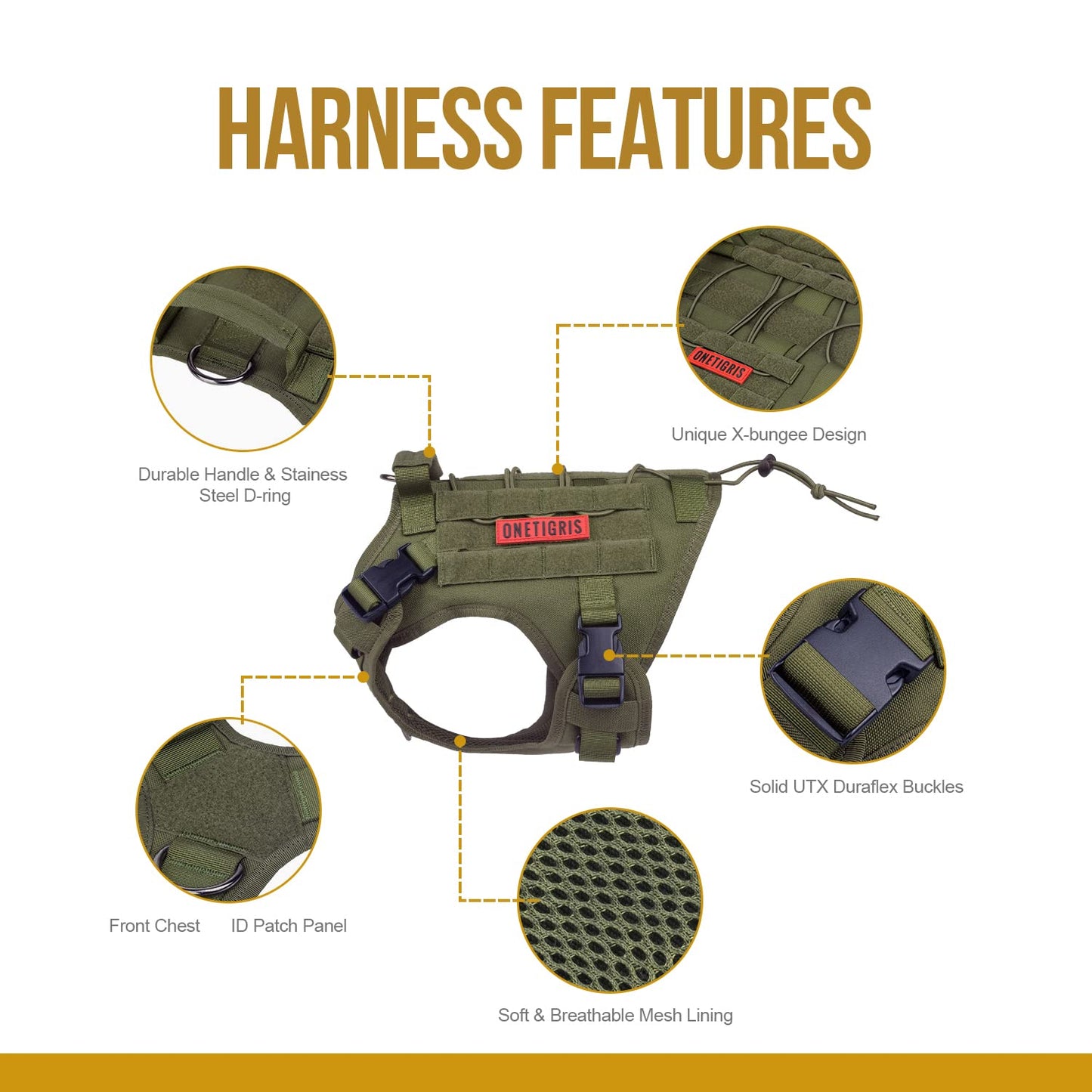 Tactical Dog Harness, Full Body Dog Harness with Handle Heavy Harness