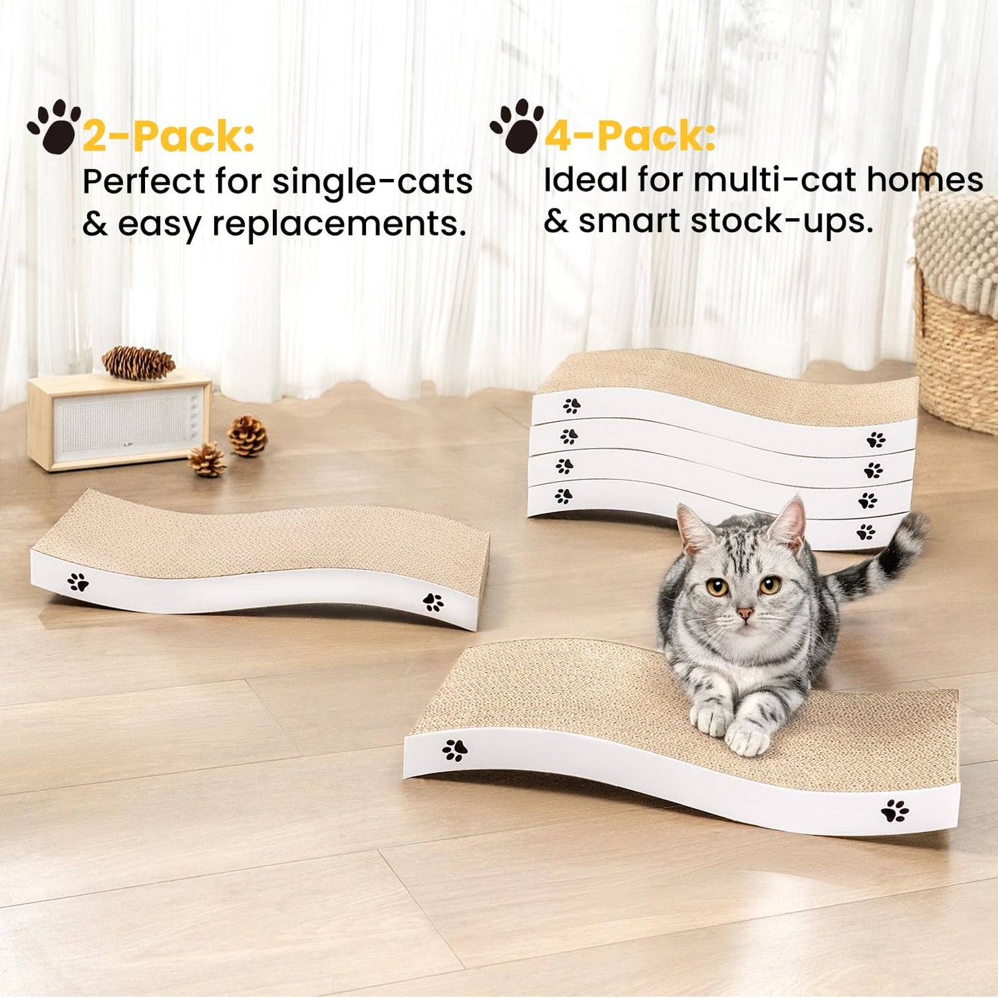 Cat Scratcher, Durable Scratch Pad, Corrugated Cardboard Pad