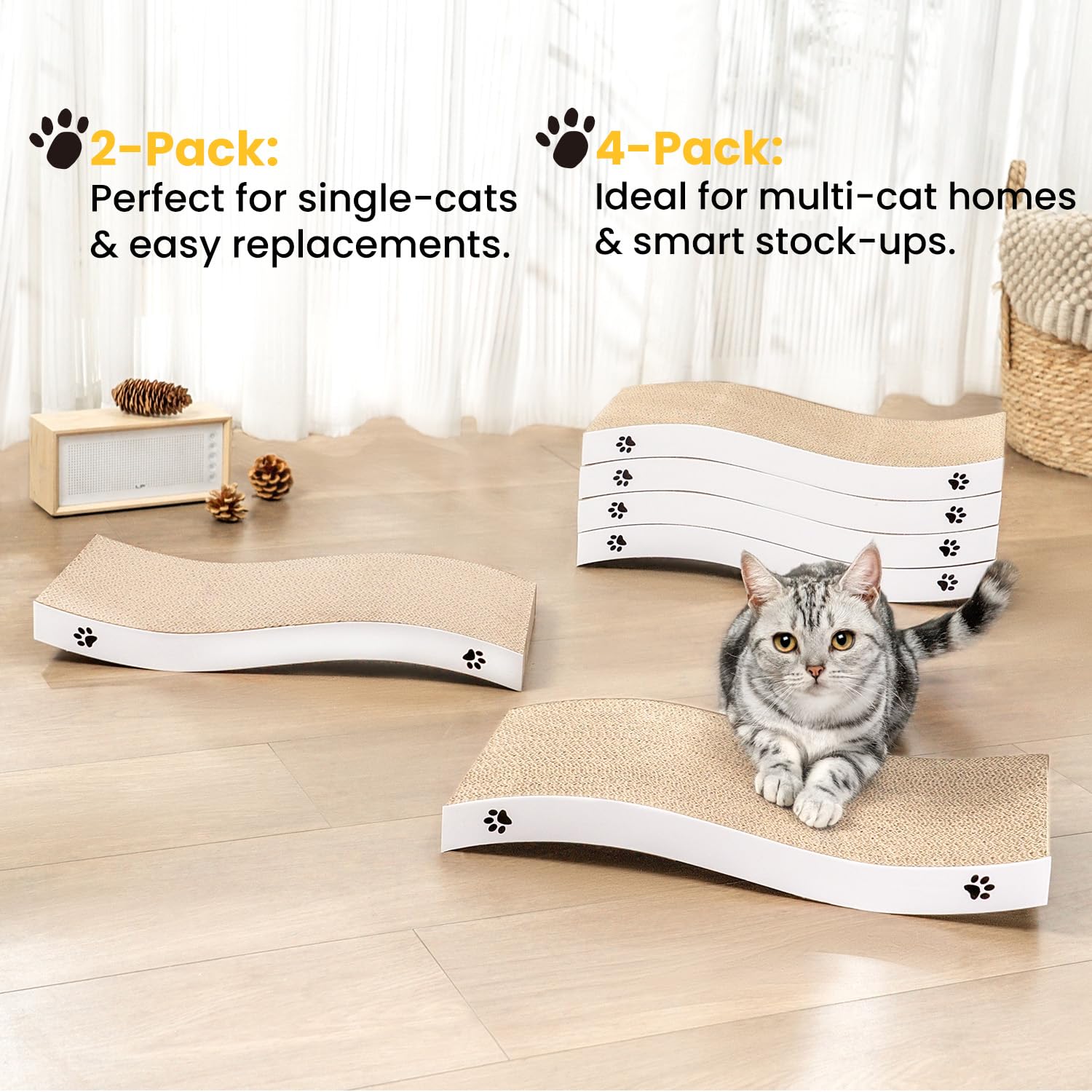 Cat Scratcher, Durable Scratch Pad, Corrugated Cardboard Pad