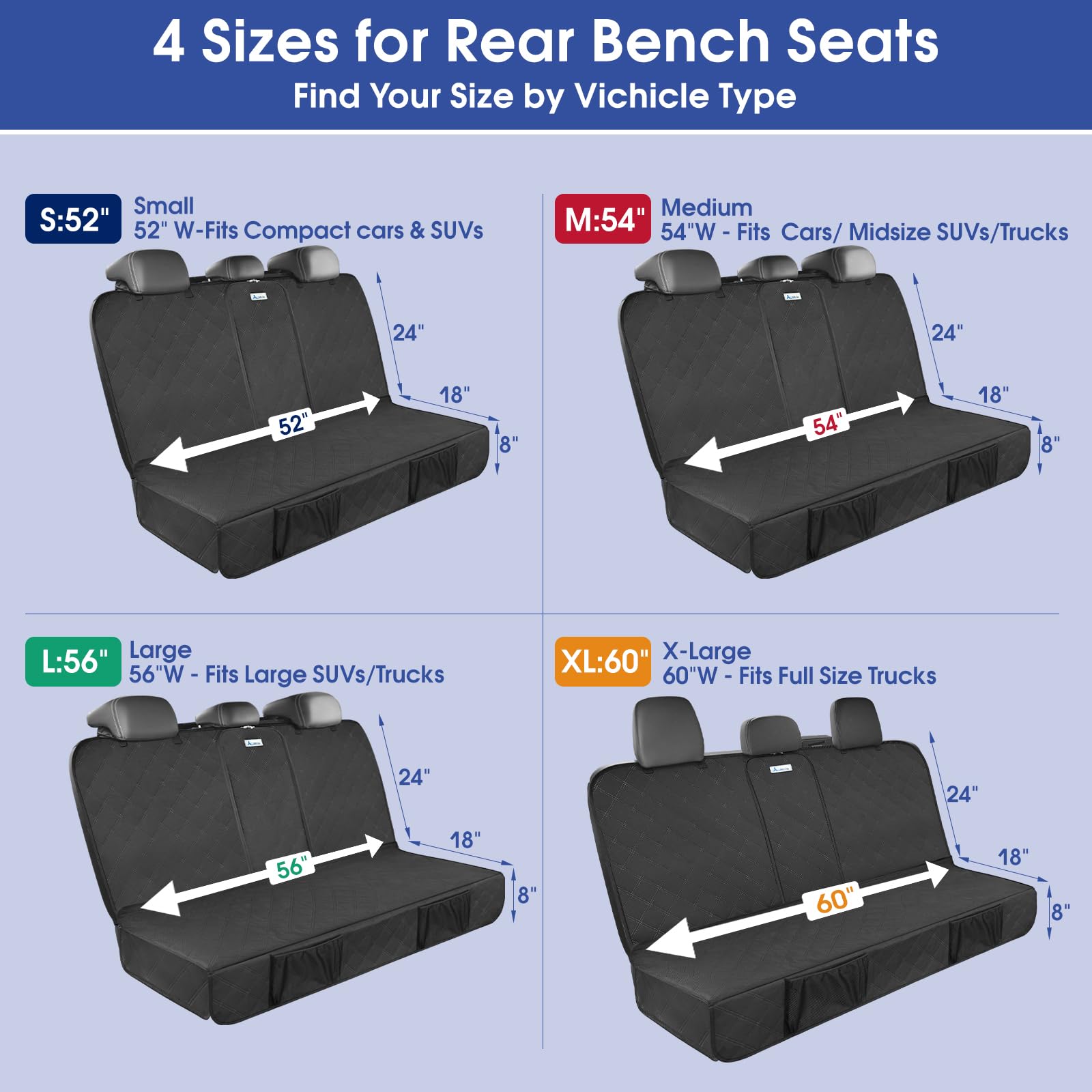 ALLANSING Upgraded 900D Heavy Duty Dog Back Bench Seat Cover, Car Seat