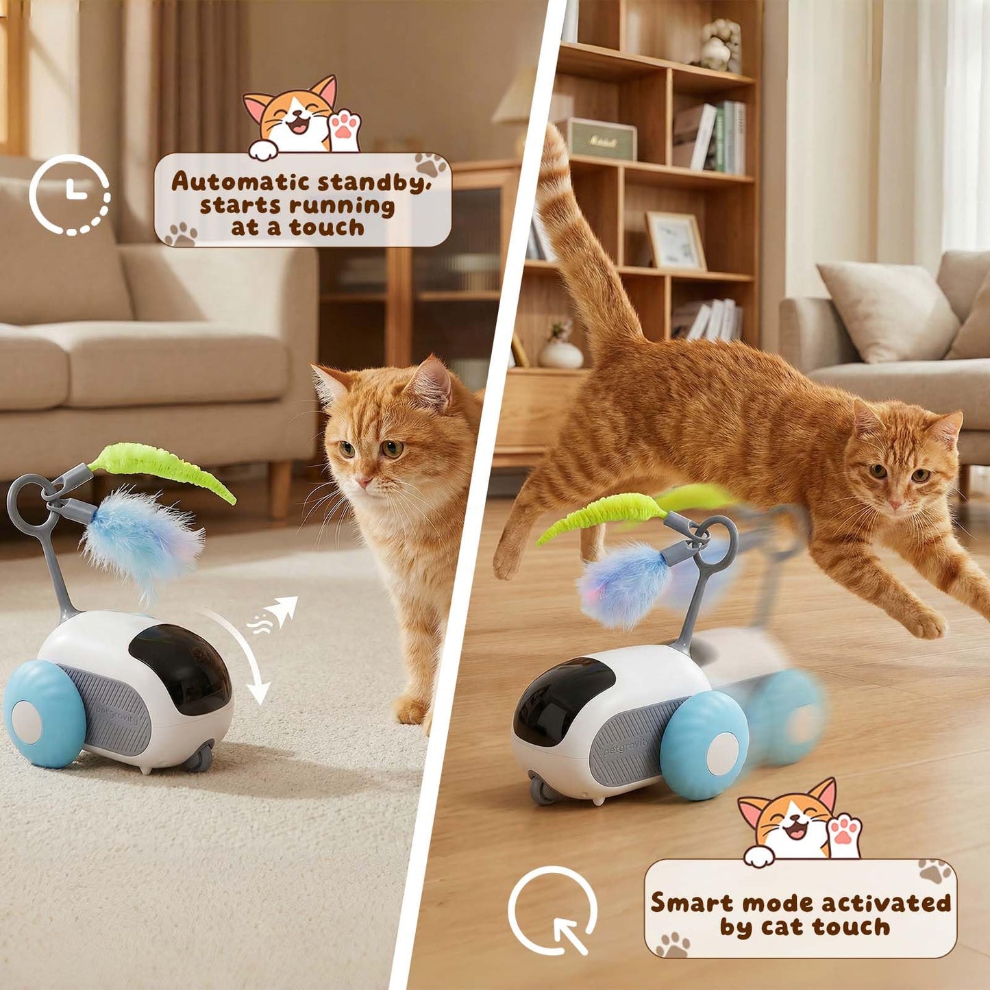 SDWUBQ Interactive cat Toy, Rechargeable, Automatic Moving Kitten Toy