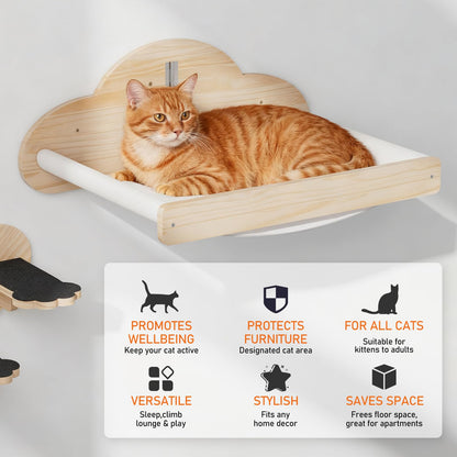 XiaZ Cat Wall Hammock Mounted Bed with 4 Climbing Steps, Modern Bed