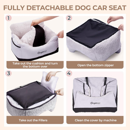BurgeonNest Dog Car Seat for Small Dogs, Detachable and Carrier