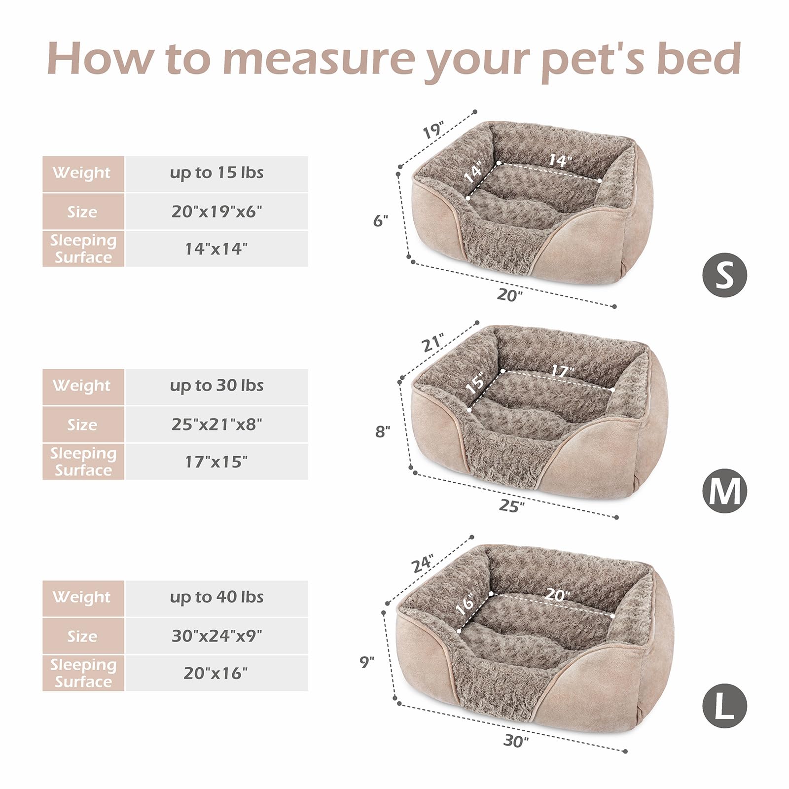 INVENHO Small Dog Bed for Medium to Large Dogs Rectangle, Bed