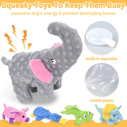LECHONG No Stuffing Dog Toys for Aggressive Chewers, Squeaky Dog Toys