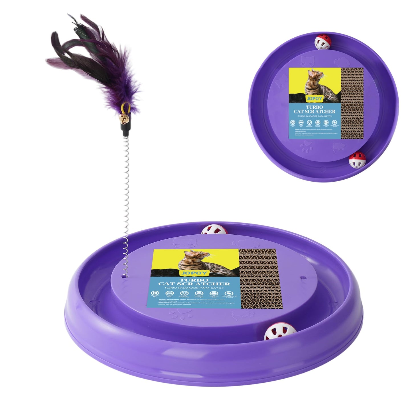 JOPOY Interactive Cat Ball Track Toy Cat Scratcher with 2 Balls