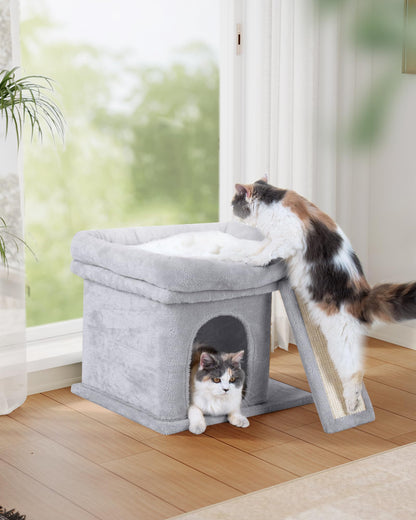 Aechonow Cat Tree Tower for Large Cat, Cat Bed House with Large Bed
