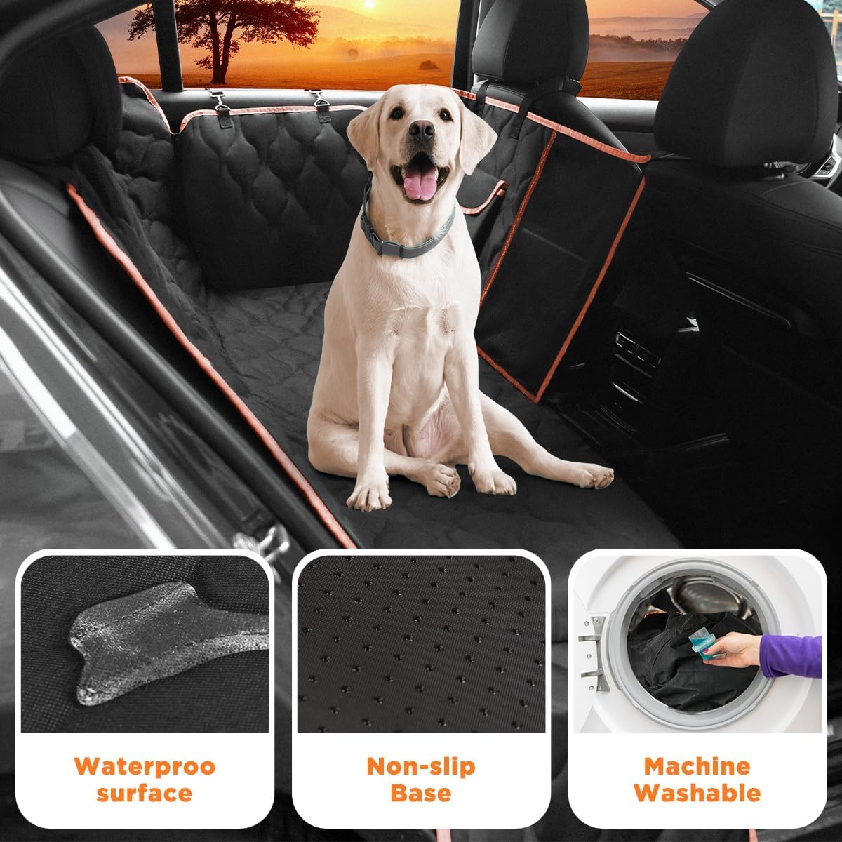 Shodu Waterproof Dog Car Seat Cover for Back Seat,Collapsible Seat