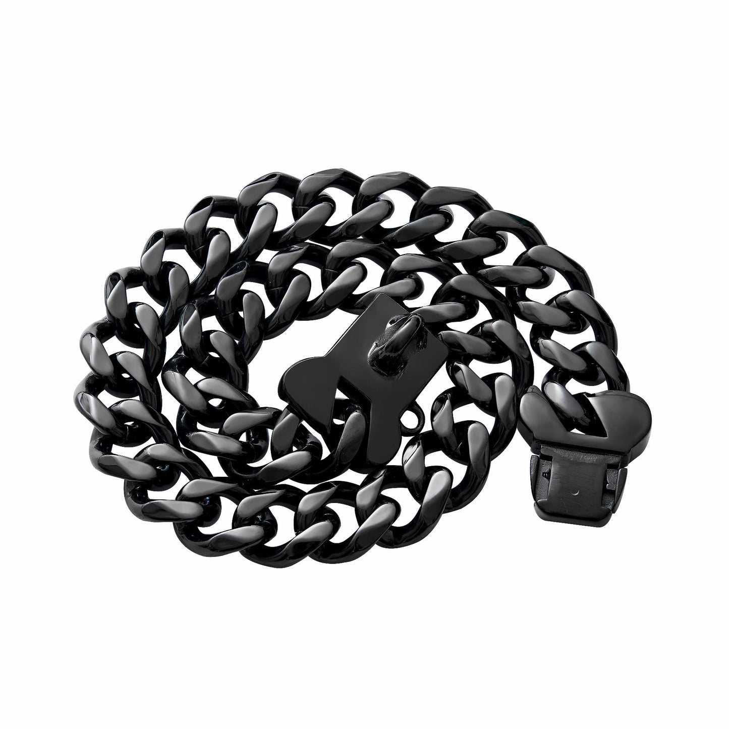 Cuban Link Heavy Duty Dog Collar, Wide Stainless Steel Luxury Collar