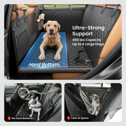 REEVAA Dog Car Seat Cover for Back Seat, Hard Bottom Dog Hammock